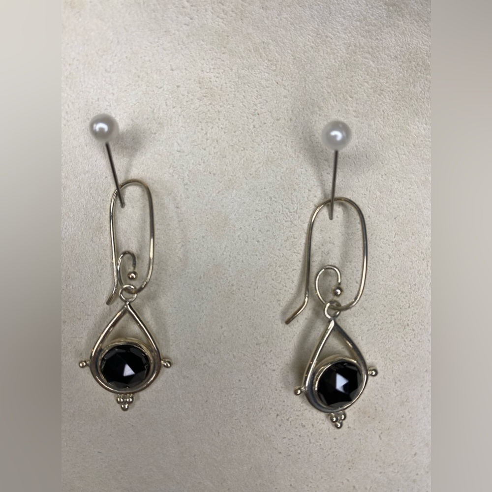 Silver with black detail earrings 2”